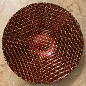 Woven Glass Decorative Bowl - Gold/Red